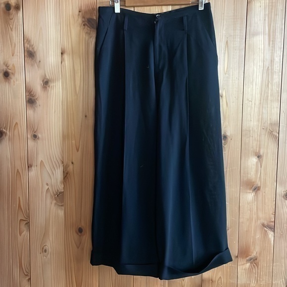 Yohji Yamamoto Pants - Yohji Yamamoto Pleated Wide Leg Crop cuff pants